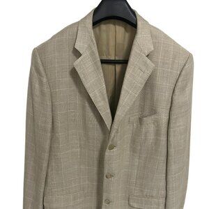 Mens Corneliani Flax Check Virgin Wool Button Jacket Italy Sport Coat Blazer 48R